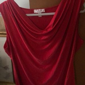 Red sleeveless blouse 2x